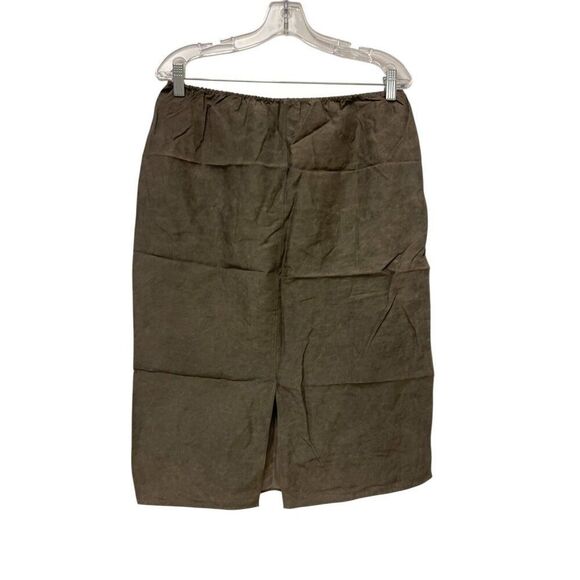 Massimo Dutti Womens Midi Skirt Large L Brown wrinkle effect flowy 5219/869 NWT - Picture 4 of 11
